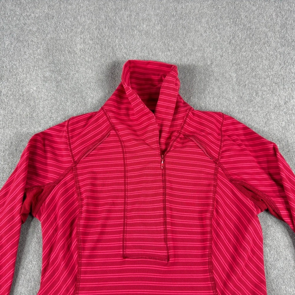 Lululemon Think Fast Pullover Thumbholes Pink Striped Women's 6 Sweater